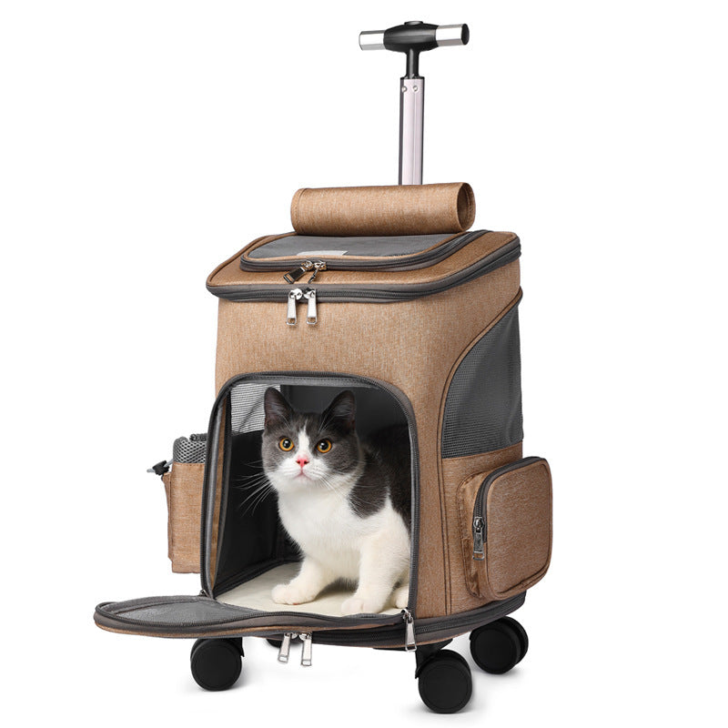 Cat Travel Backpack with Trolley and Wheels